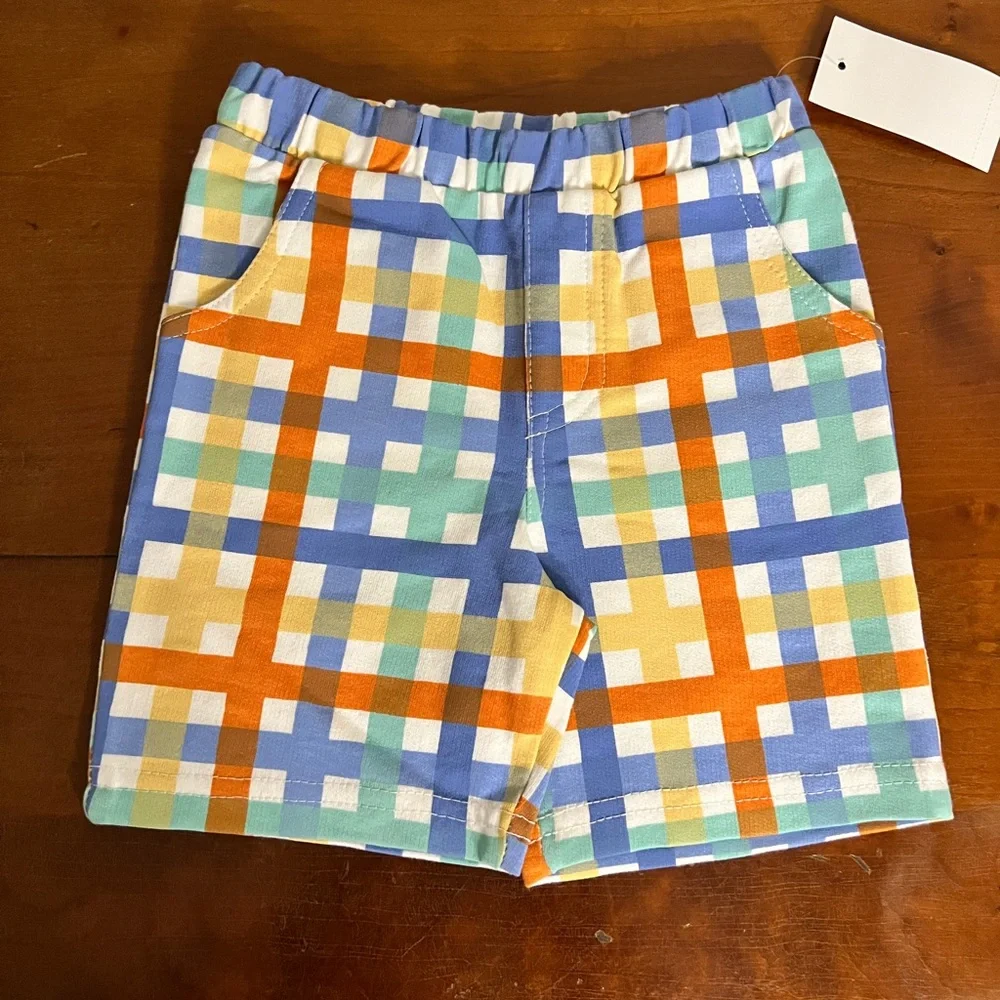 Minibamba 2 pc boys size 24 month shorts & orange shirt with ice cream truck NWT